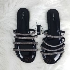 torrid Shoes - New Torrid Slide Sandals Rhinestone Size 9.5 Wide torrid Shoes - New Torrid Slide Sandals Rhinestone Size 9.5 Wide